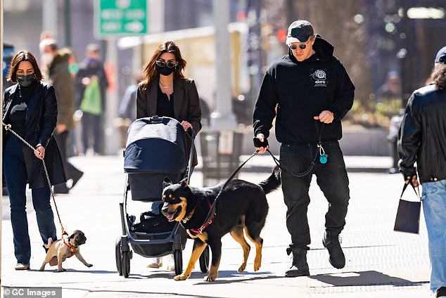Happier times: Emily and estranged husband Sebastian share son Sylvester Apollo, who turns two on March 8, 2023; seen March 20, 2021 in NYC
