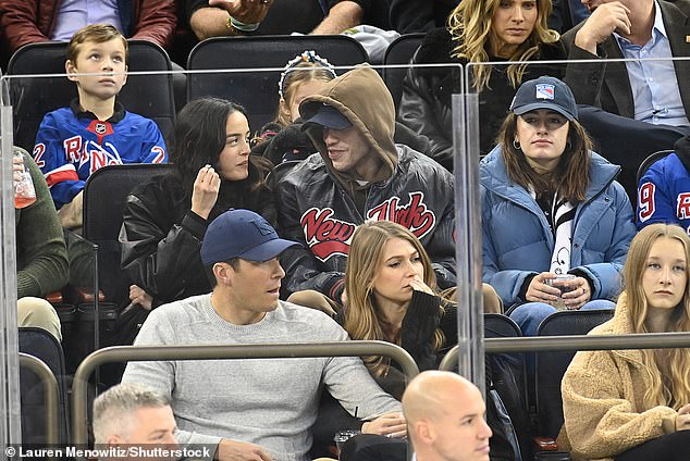 Eyes locked: Pete has been spotted with Bodies Bodies onscreen love Chase Sui Wonders on two different occasions already, at a hockey game and at the grocery store; seen on December 15, 2022 at a New York Rangers versus Toronto Maple Leafs game