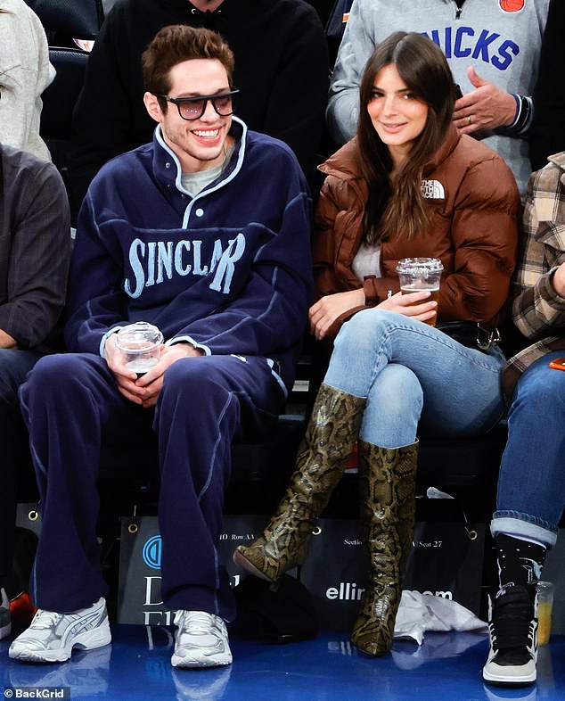 Date night: Emily and Pete Davidson were seen together at a New York Knicks versus the Memphis Grizzlies on November 27