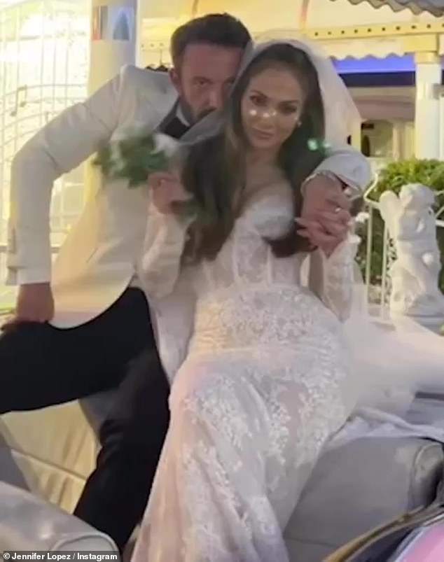 Before the big day: Prior to their walk down the aisle, the couple said I do in Las Vegas