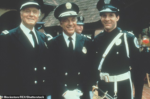 Big break: Police Academy starred Steve who played a goofball low-level criminal who is given the option between becoming a cop or going to jail; seen in the 1984 film Police Academy