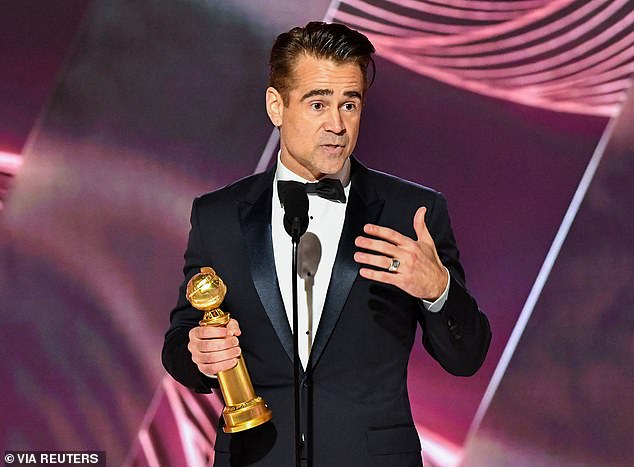 His golden moment: In his Golden Globes acceptance speech, Colin spoke about the 'shocking' critical acclaim that has been lauded on the film, saying that the response has 'horrified' him 'in a thrilling kind of way'