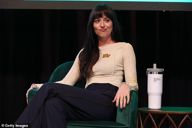 Advocate: The brunette beauty accessorized with a pin on her chest that said 'Bans Off Our Bodies,' in support of the Planned Parenthood Action Fund