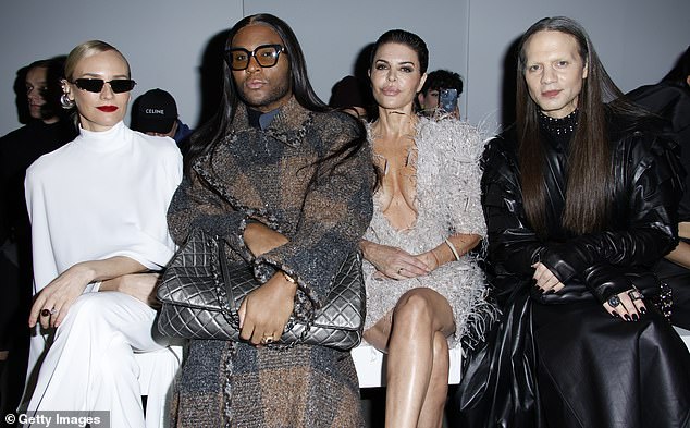 Stars: The Real Housewives of Beverly Hills star sat with Diane Kruger, Law Roach, and Jordan Roth at the Ashi show, who were all dressed to the nines