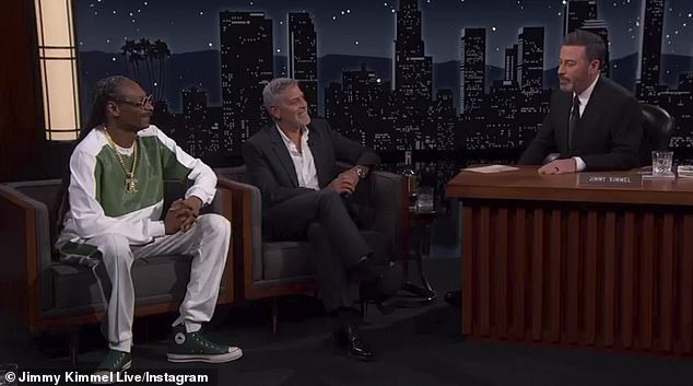 Walk down memory lane: Kimmel reminisced about the show in 2003 with Clooney and Snoop