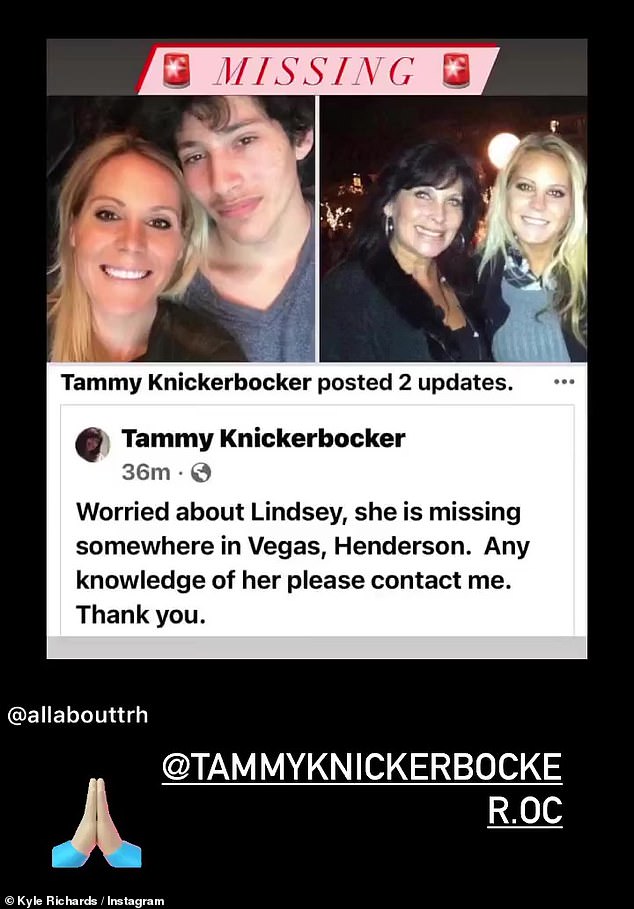 Community concern: Kyle Richards shared a post altering people to the situation