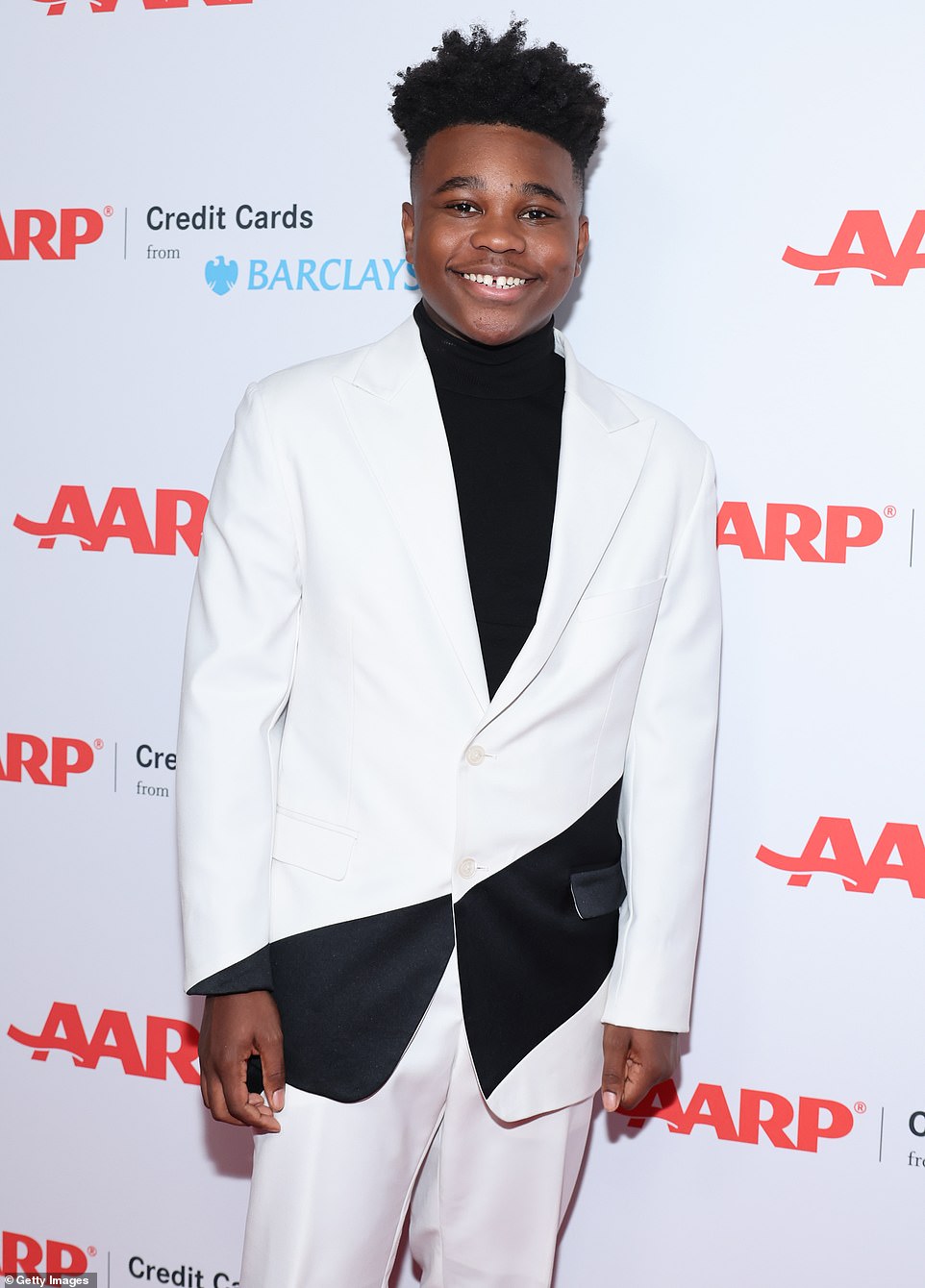 Precious: Jalyn Hall, breakout star of Till, wore a yin-yang- like suit