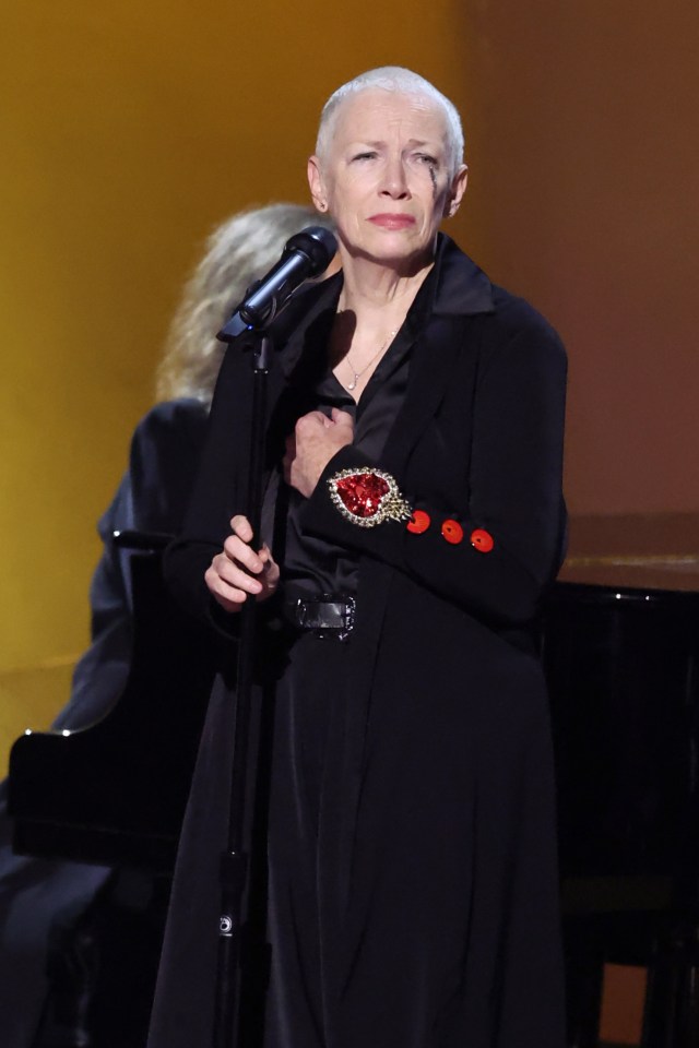 Annie Lennox performs on stage at the 66th Grammy Awards.