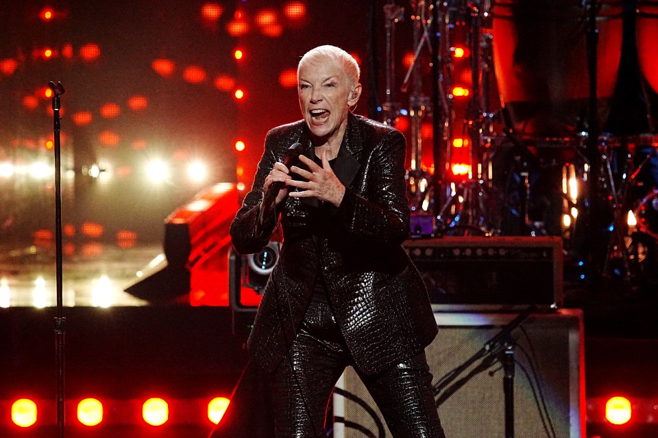 Annie Lennox performing on stage.