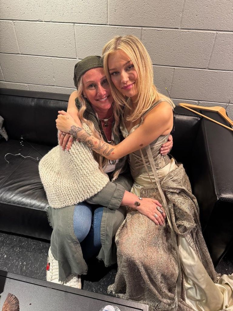 Tina and Grace VanderWaal embrace for a photo taken backstage, shared on Facebook