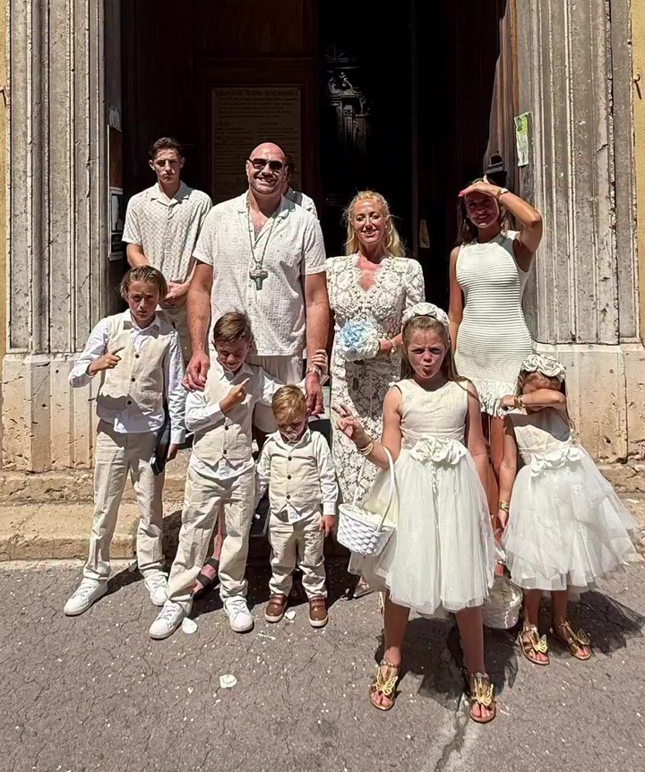 Tyson Fury, Paris Fury, and their children at their wedding.