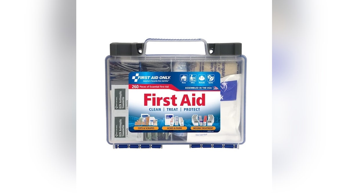 This first aid kit includes everything you need in a minor emergency. 