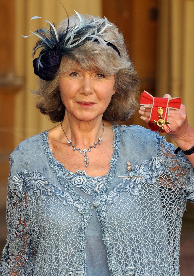 Dame Jilly Cooper after being made a Dame Commander of the British Empire by King Charles III.