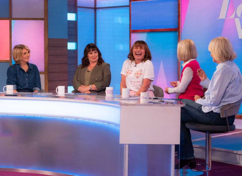 Kaye Adams, Coleen Nolan, Lorraine Kelly, Mariella Frostrup, and Jane Moore on the 'Loose Women' TV show.