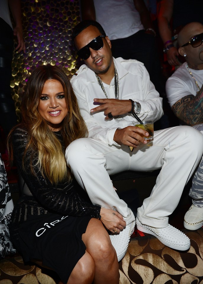 Khloe Kardashian and French Montana at a birthday celebration.