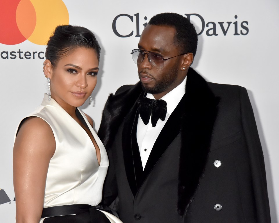 Cassie and Sean "Diddy" Combs on the red carpet at the Clive Davis and Recording Academy Pre-GRAMMY Gala.