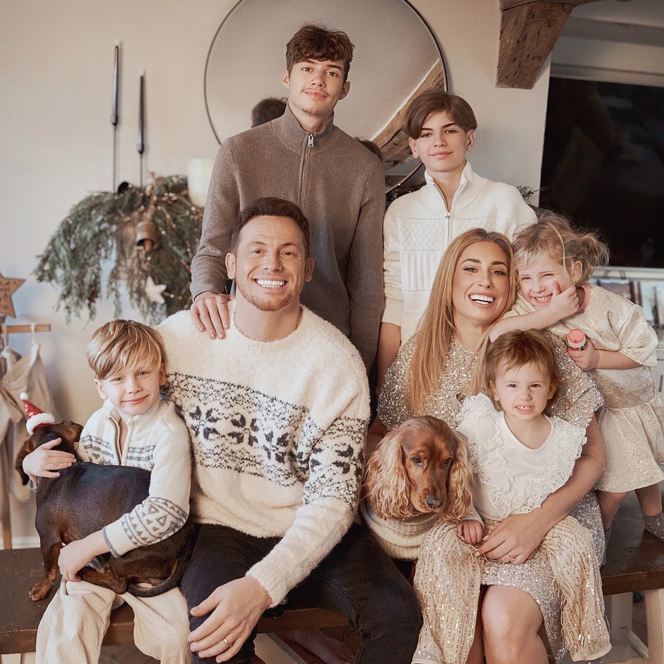 Stacey Solomon, Joe Swash, and their children at Christmas.