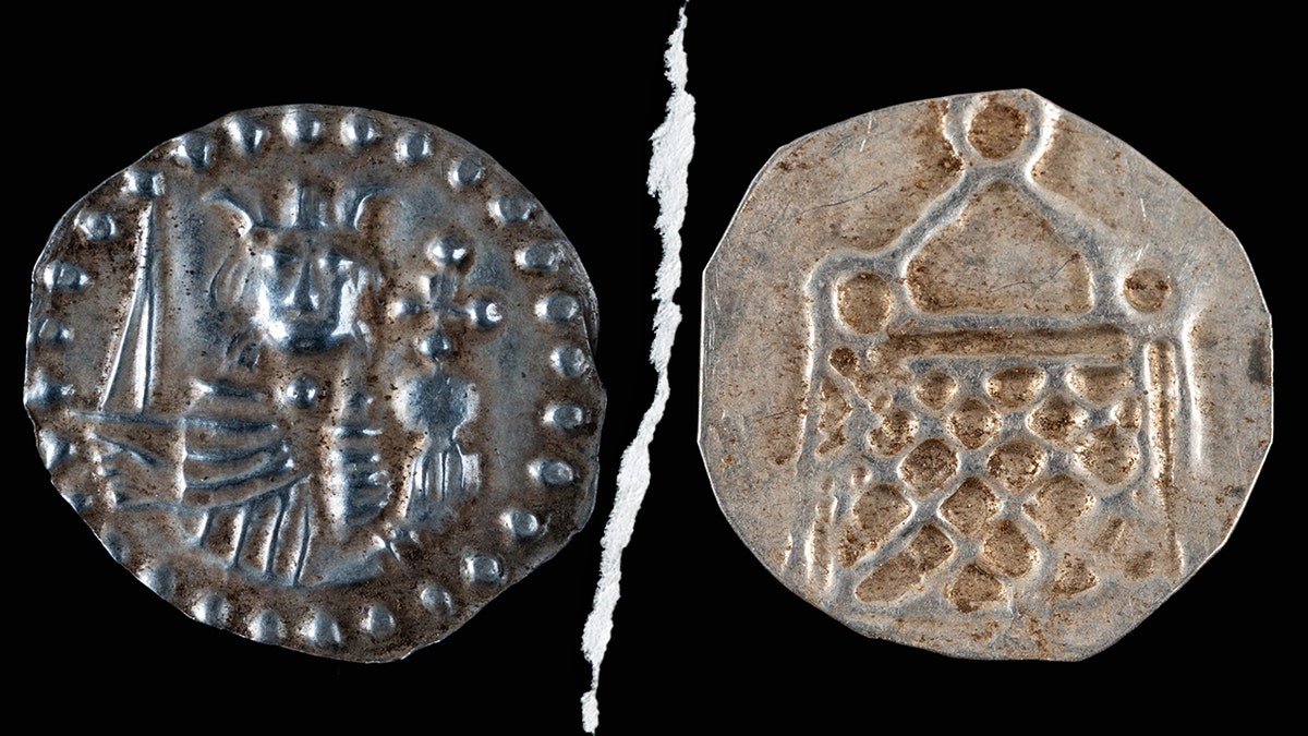 Split image of two coins from early Middle Ages