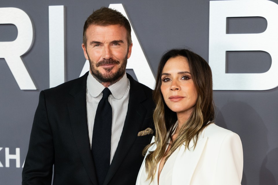 Victoria Beckham and David Beckham at the "Victoria Beckham" World Premiere.