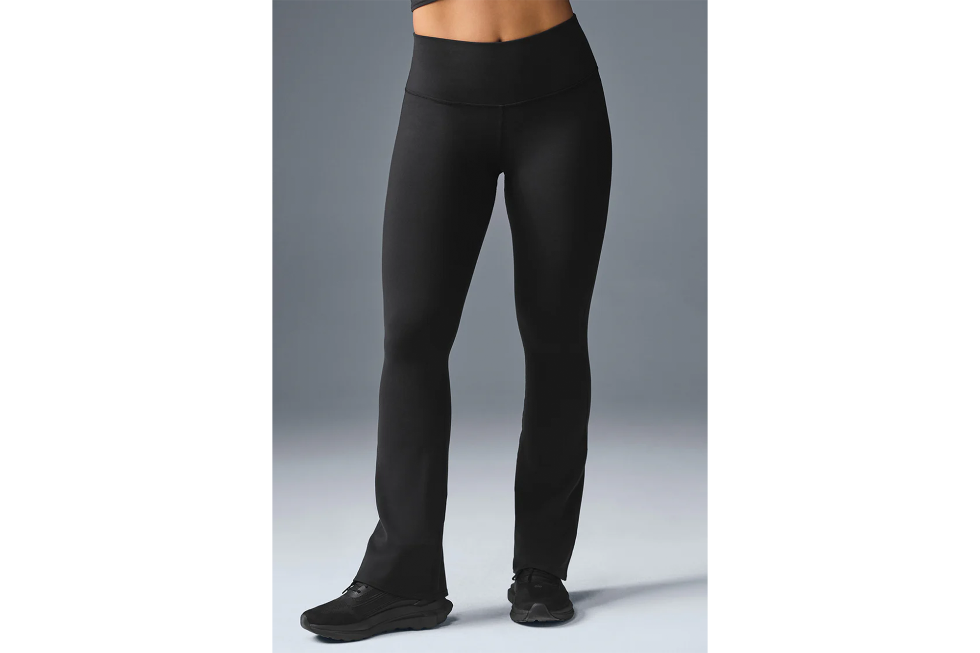 Black flared yoga pants.